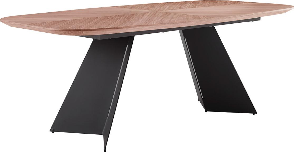Euro Style Dining Tables - Malene 79" Dining Table Top in American Walnut with Matte Dark Gray Base