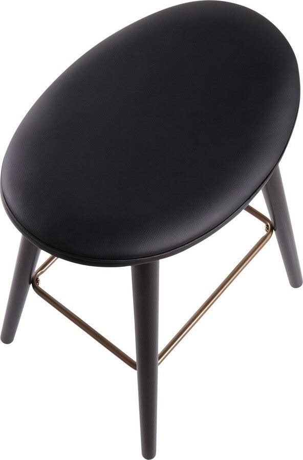 Lumisource Barstools - Saddle 26" Contemporary Counter Stool Black & Gold- Set of 2