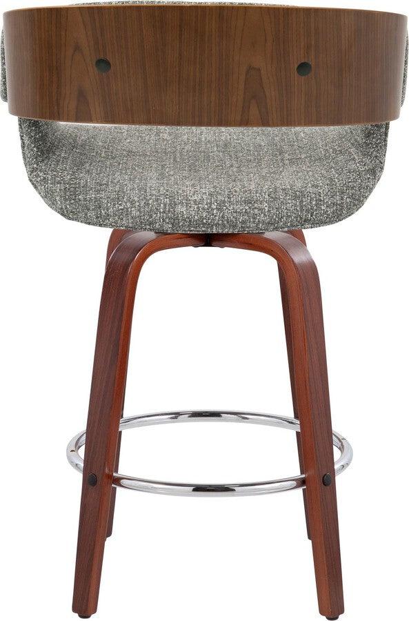 Lumisource Barstools - Elisa Counter Stool In Walnut & Grey Fabric (Set of 2)