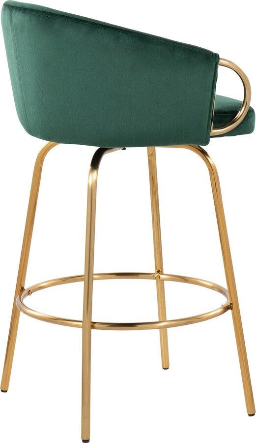 Lumisource Barstools - Claire /Glam Counter Stool In Gold Steel & Green Velvet (Set of 2)