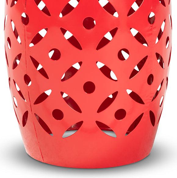 Wholesale Interiors Outdoor Side Tables - Hallie Red Finished Metal Outdoor Side Table