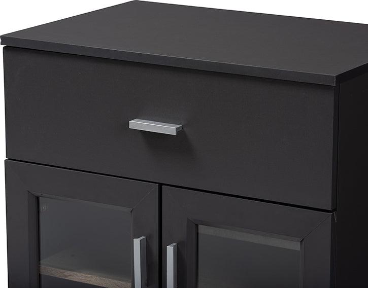 Wholesale Interiors Kitchen Storage & Organization - Jonas Modern And Contemporary Dark Grey And Oak Brown Finished Kitchen Cabinet