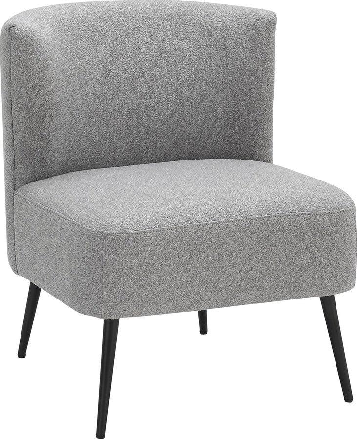 Lumisource Accent Chairs - Fran Contemporary Slipper Chair In Black Metal & Light Grey Sherpa Fabric