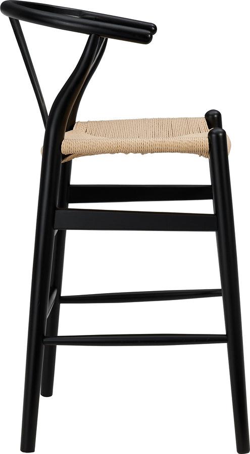 Euro Style Barstools - Evelina-C Counter Stool in Black Frame and Natural Seat