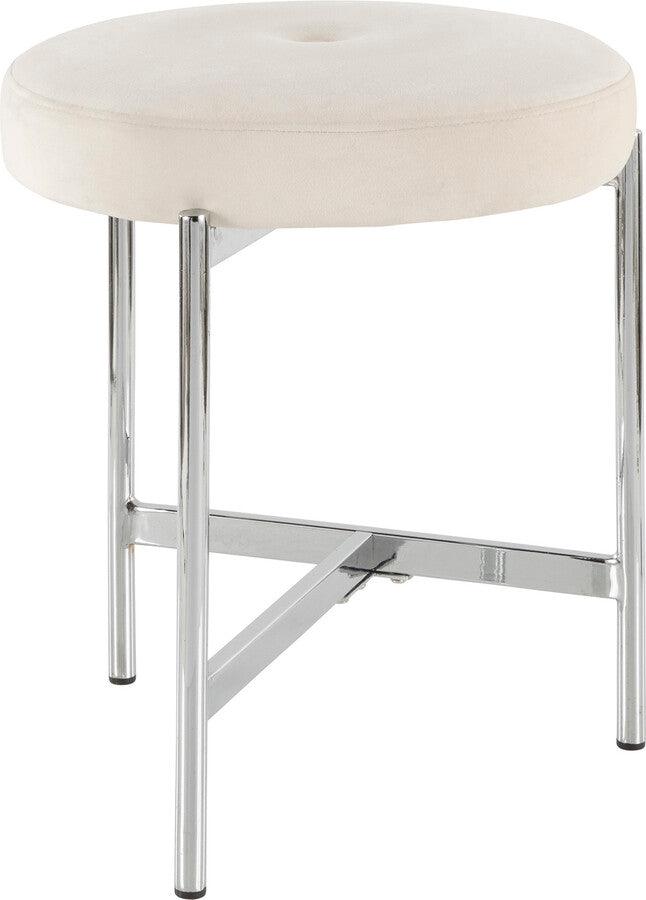 Lumisource Bedroom Vanity - Chloe Contemporary Vanity Stool in Chrome and White Velvet