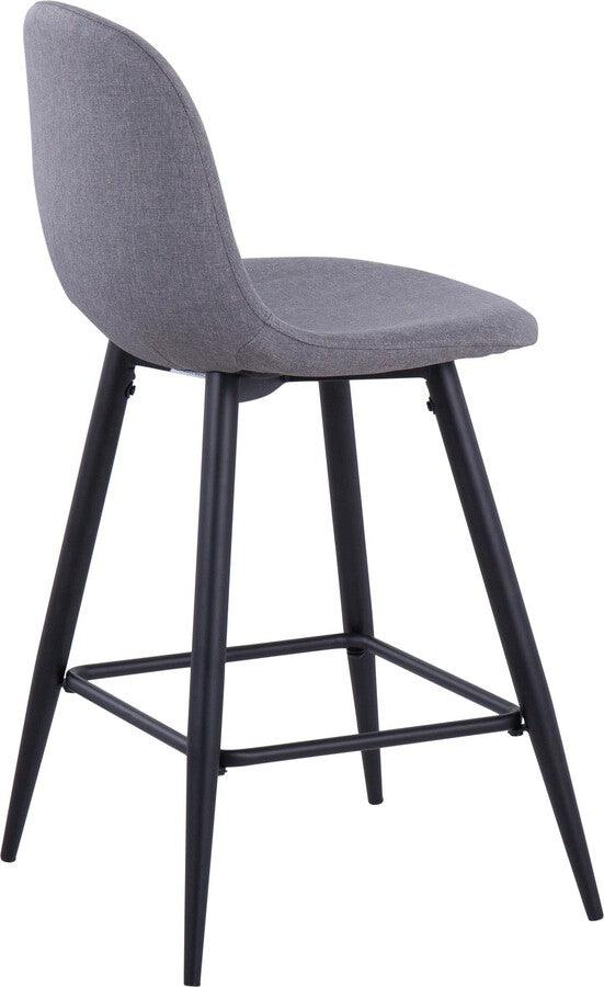 Lumisource Barstools - Pebble Counter Stool In Black Metal & Charcoal Fabric (Set of 2)