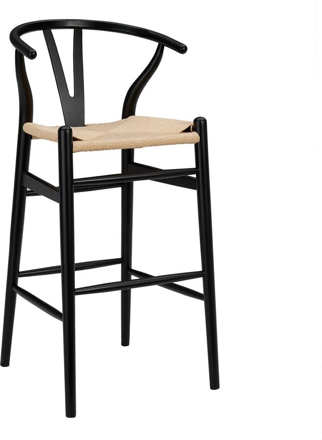 Euro Style Barstools - Evelina-B Bar Stool in Black Frame and Natural Seat