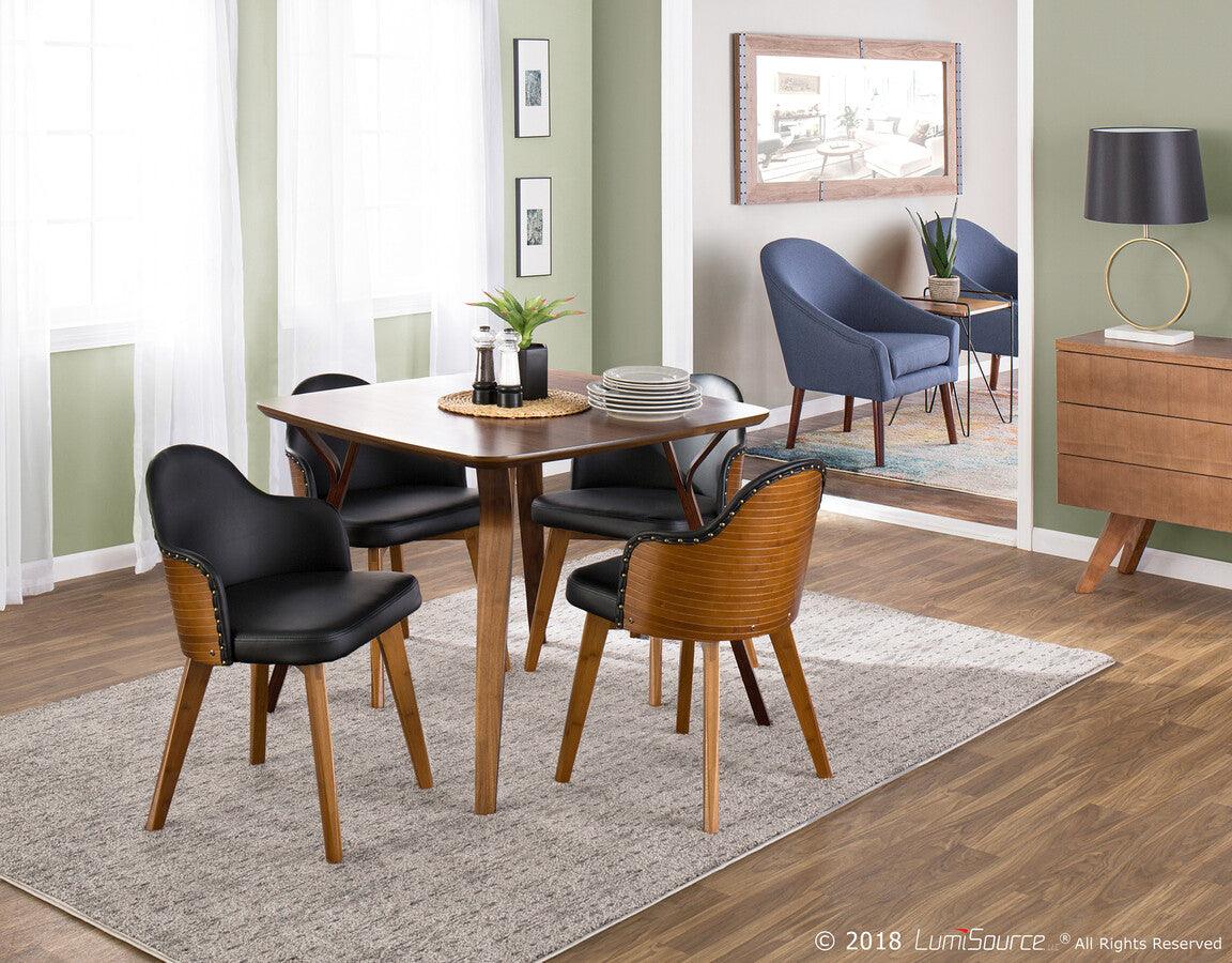 Lumisource Dining Chairs - Ahoy Chair 30" Walnut Bamboo & Black PU