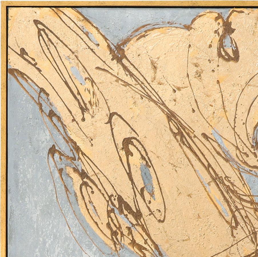 Sagebrook Home Wall Art - 74X50 Handpainted Oil Canvas Abstract Gold & Aqua