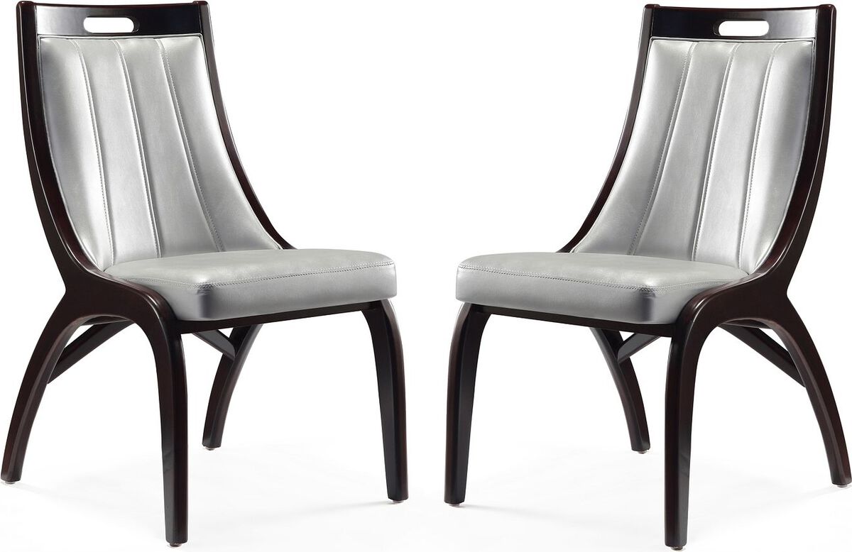 Manhattan Comfort Dining Chairs - Danube Dining Chair - Set of 2 in Silver