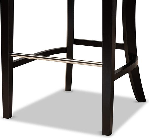 Wholesale Interiors Barstools - Aldon Grey Fabric Upholstered and Dark Brown Finished Wood 2-Piece Bar Stool Set