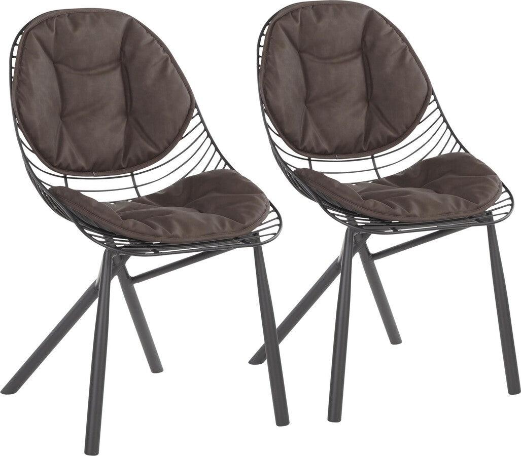 Lumisource Living Room Sets - Wired Chair 36" Black Metal & Espresso PU (Set of 2)
