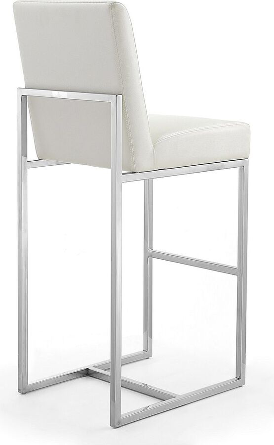 Manhattan Comfort Barstools - Element 42.13 in. Pearl White and Polished Chrome Stainless Steel Bar Stool (Set of 3)