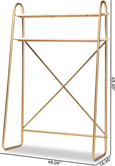 Wholesale Interiors Bedroom Organization - Merida Natural Brown Finished Wood 2-Tier Over Bed Twin Size Storage Display Shelf