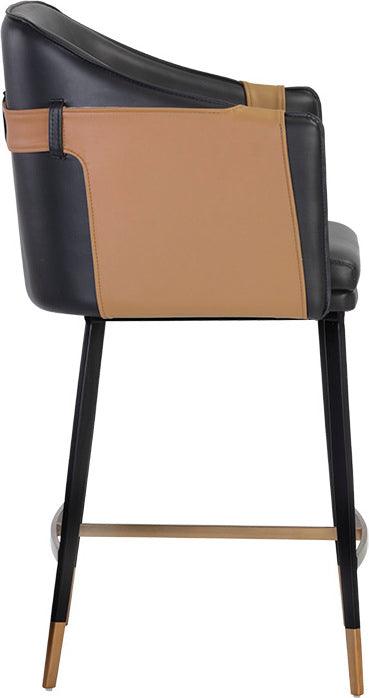 SUNPAN Barstools - Carter Counter Stool - Napa Black / Napa Cognac
