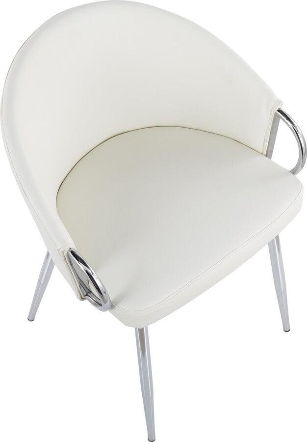 Lumisource Accent Chairs - Claire Contemporary/Glam Chair In Chrome & White Faux Leather (Set of 2)