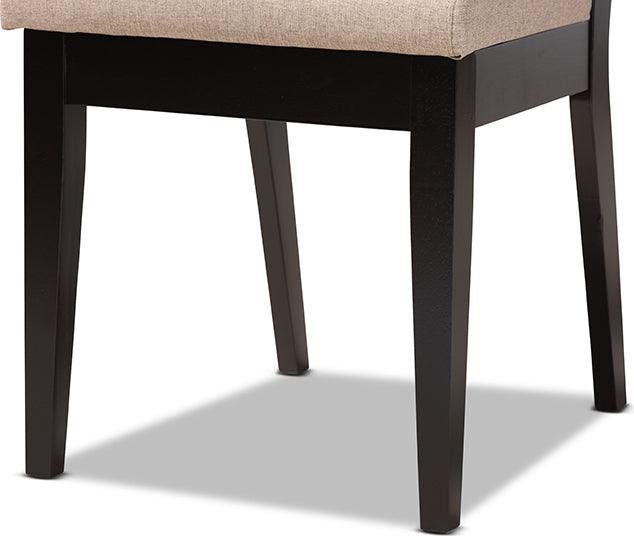 Wholesale Interiors Dining Chairs - Gideon Sand Fabric Upholstered and Dark Brown Finished Wood 2-Piece Dining Chair Set