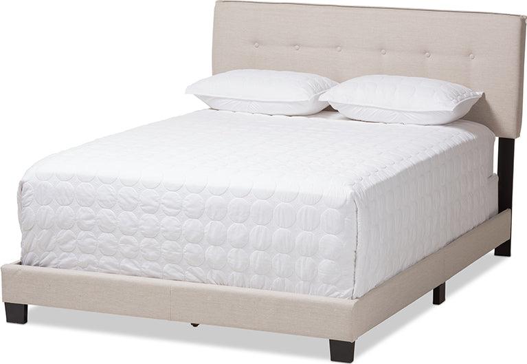 Wholesale Interiors Beds - Audrey Modern And Contemporary Light Beige Fabric Upholstered King Size Bed