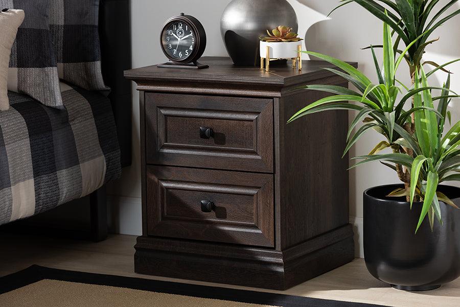 Wholesale Interiors Nightstands & Side Tables - Nolan 2 Drawer Nightstand Brown & Black