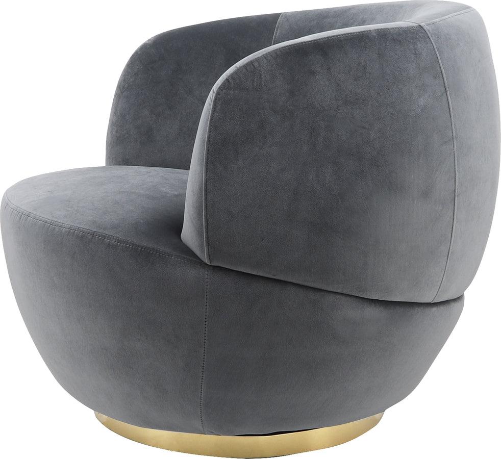Sagebrook Home Accent Chairs - Velveteen Swivel Chair With Gold Base, Gray