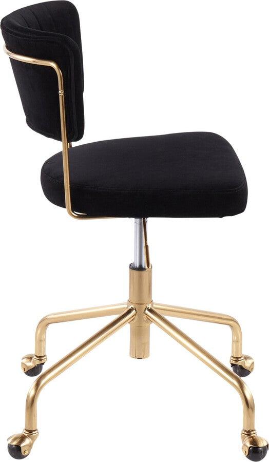 Lumisource Task Chairs - Tania Contemporary Task Chair in Gold Metal & Black Velvet