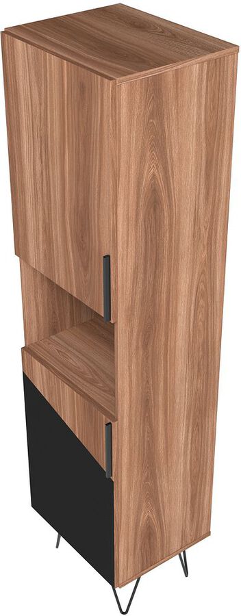 Manhattan Comfort Bookcases & Display Units - Beekman 17.51 Narrow Bookcase Cabinet in Brown and Black