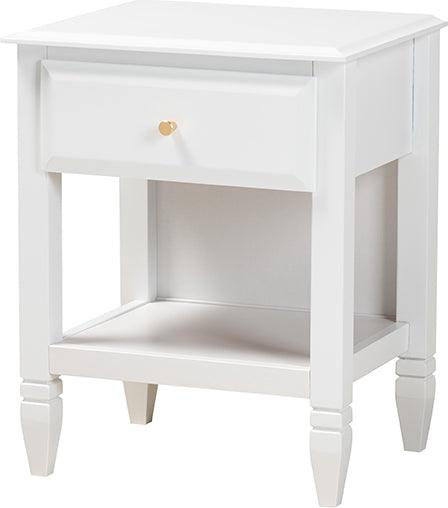 Wholesale Interiors Bedroom Sets - Elise Classic and Transitional White Finished Wood Queen Size 4-Piece Bedroom Set