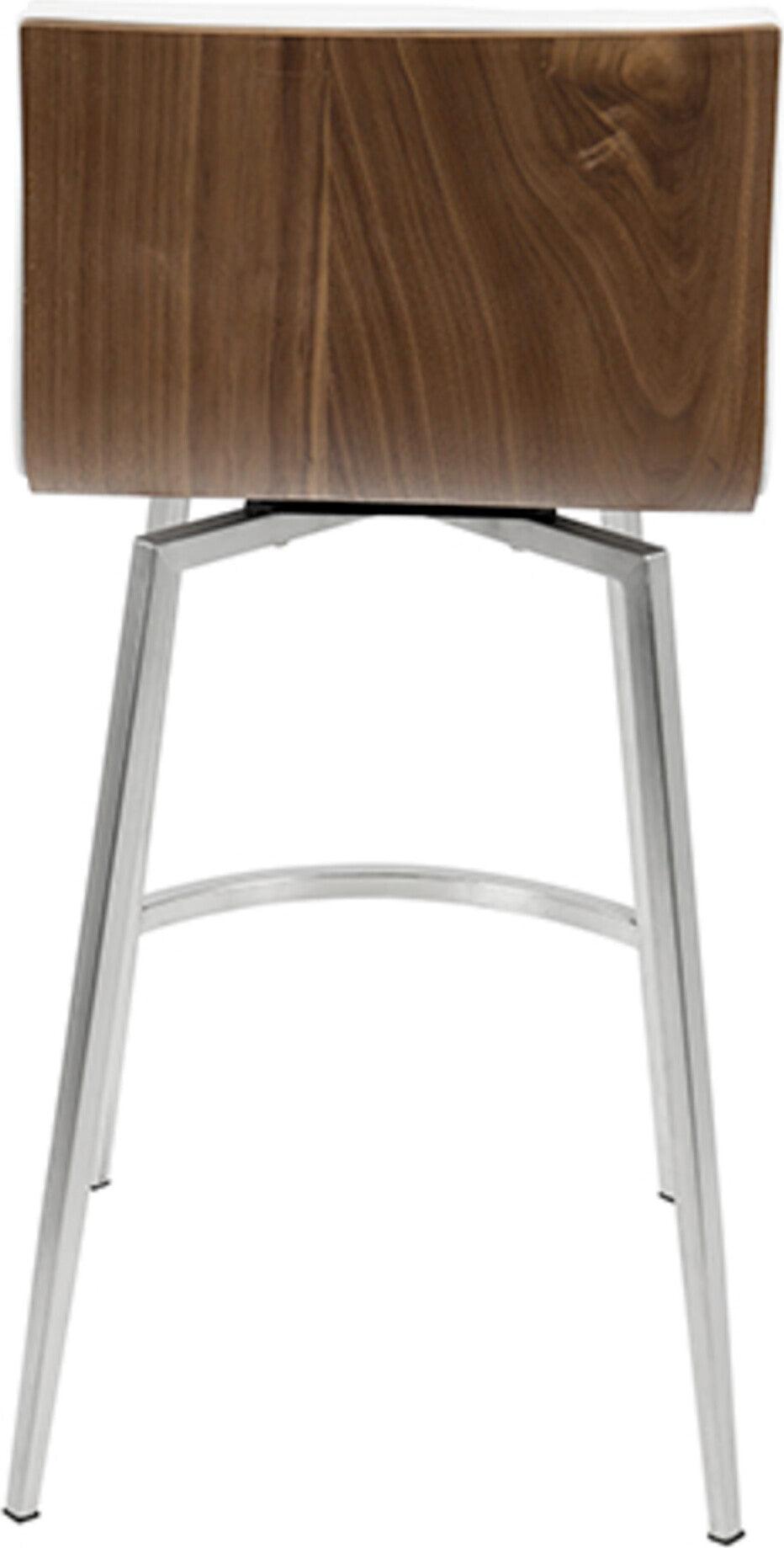 Lumisource Barstools - Mason Swivel Counter Stool & White & Walnut (Set of 2)