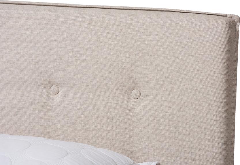 Wholesale Interiors Beds - Audrey Modern And Contemporary Light Beige Fabric Upholstered King Size Bed