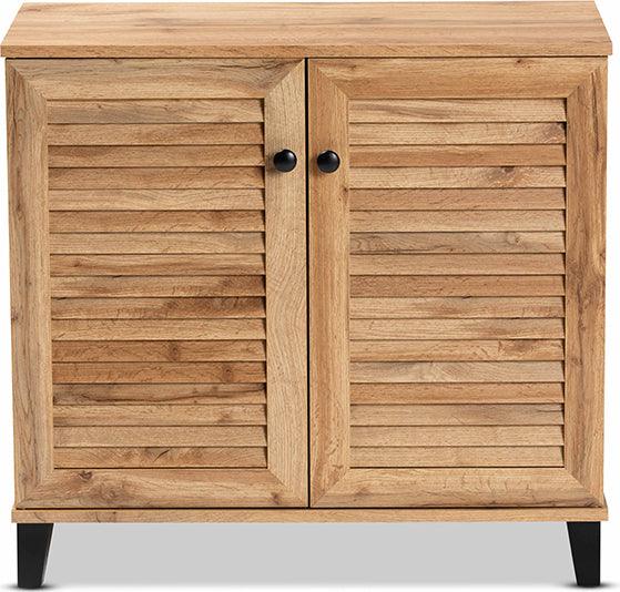 Wholesale Interiors Shoe Storage - Coolidge Oak Brown Finished Wood 2-Door Shoe Storage Cabinet