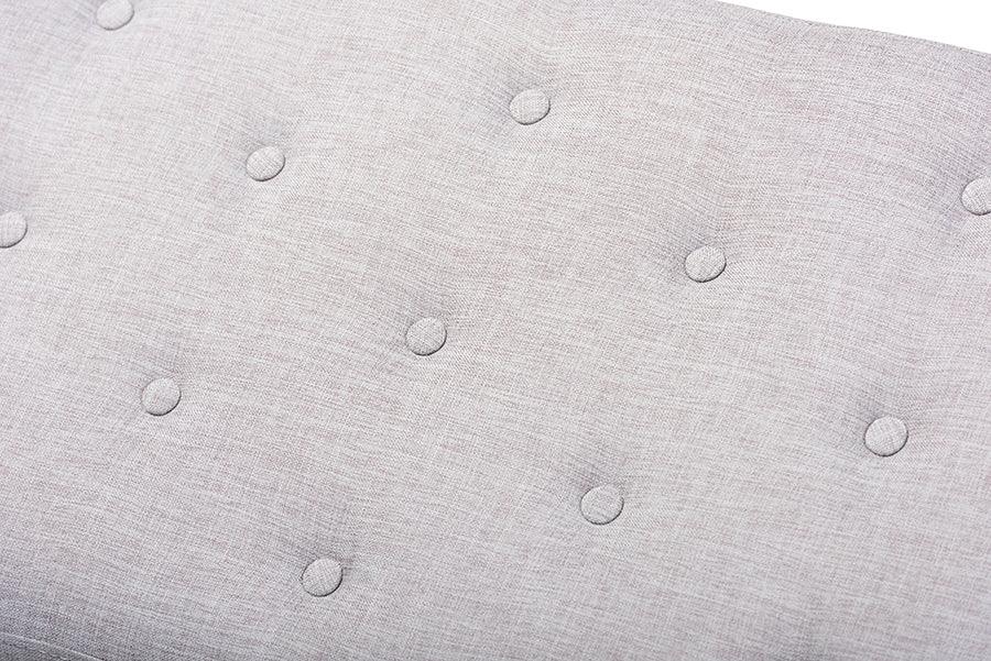 Wholesale Interiors Benches - Linus Mid-Century Modern Greyish Beige Fabric Upholstered And Button Tufted Wood Bench