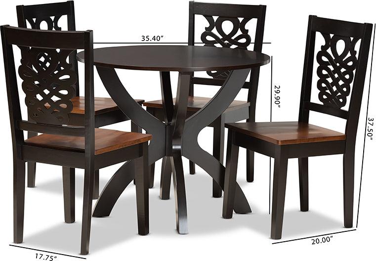Wholesale Interiors Dining Sets - Wanda Two-Tone Dark Brown and Walnut Brown Finished Wood 5-Piece Dining Set