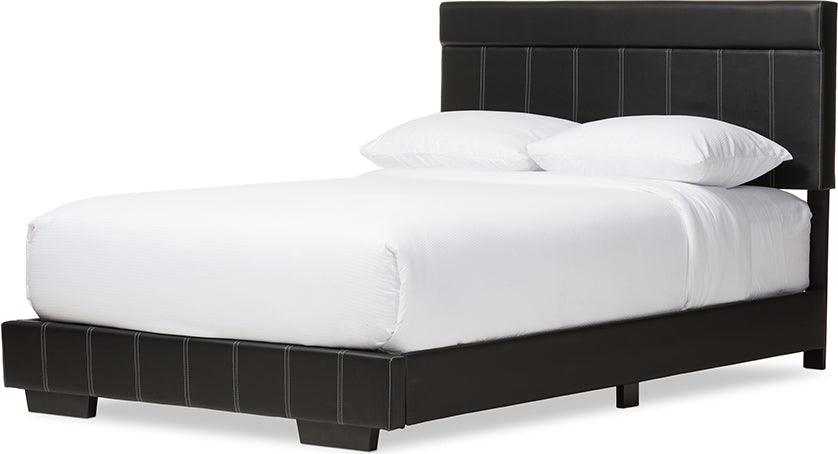 Wholesale Interiors Beds - Solo Modern And Contemporary Black Faux Leather Full Size Platform Bed
