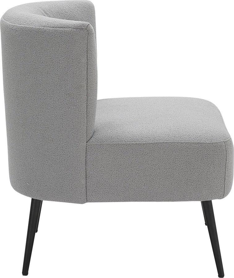 Lumisource Accent Chairs - Fran Contemporary Slipper Chair In Black Metal & Light Grey Sherpa Fabric