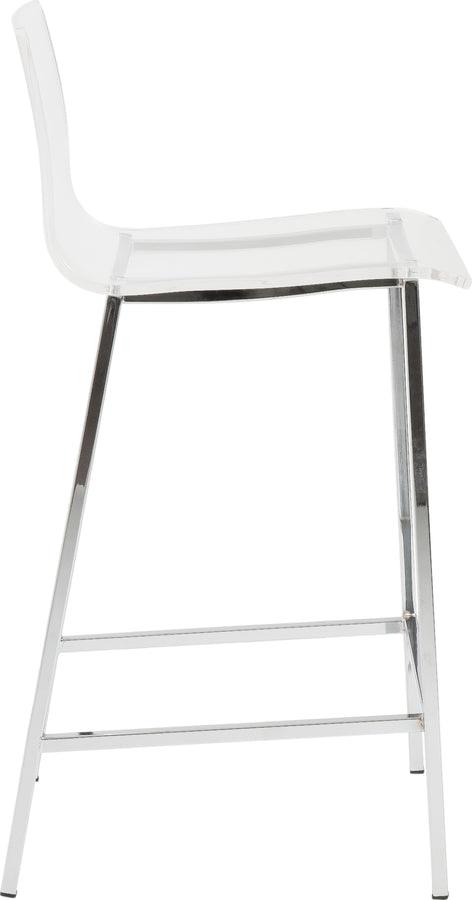 Euro Style Barstools - Chloe Counter Stool in Clear with Chrome Legs - Set of 2