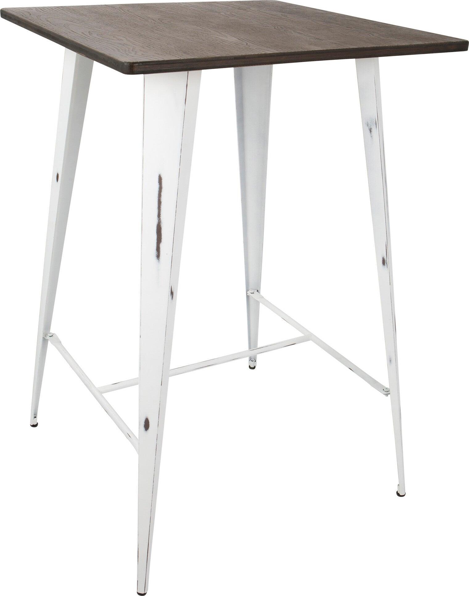 Lumisource Bar Tables - Oregon Industrial Table in Vintage White and Espresso LumiSource