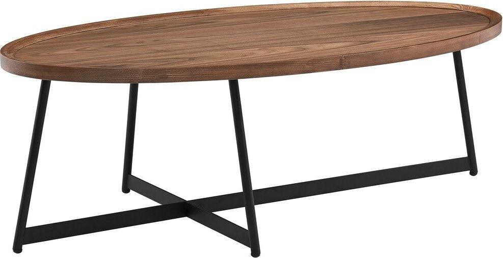 Euro Style Coffee Tables - Niklaus 47" Oval Coffee Table Walnut & Black