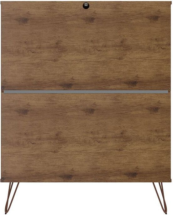 Manhattan Comfort Dressers - Rockefeller 5-Drawer Tall Dresser with Metal Legs in Nature & Textured Gray