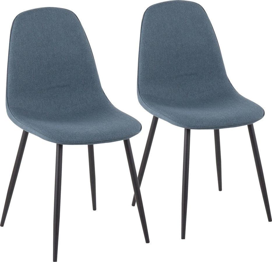 Lumisource Living Room Sets - Pebble Chair 35" Black Steel & Blue Velvet (Set of 2)