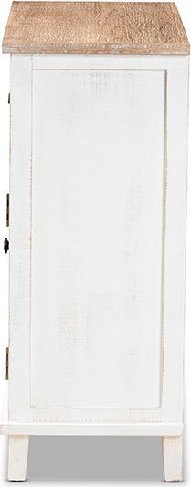 Wholesale Interiors Buffets & Cabinets - Glynn Rustic Farmhouse Weathered Two-Tone White and Oak Brown Finished Wood 2-Door Storage Cabinet