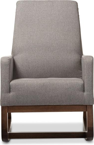 Wholesale Interiors Rocking Chairs - Yashiya Mid-century Retro Modern Gray Fabric Upholstered Rocking Chair