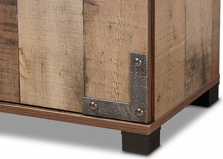 Wholesale Interiors Shoe Storage - Cyrille Modern and Contemporary Farmhouse Rustic Finished Wood 3-Door Shoe Cabinet