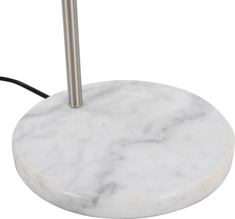 Lumisource Floor Lamps - Marcel Contemporary Floor Lamp In White Marble & Nickel Metal With Clear & Frosted Glass Shade