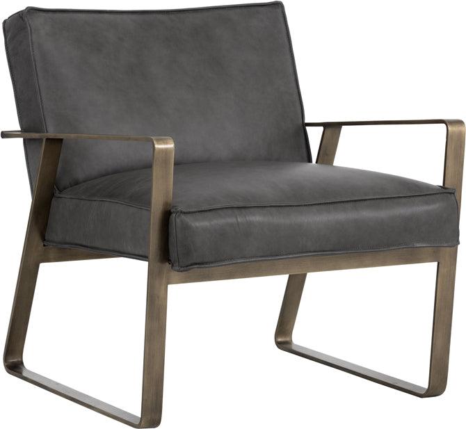SUNPAN Accent Chairs - Kristoffer Lounge Chair Vintage Steel Gray Leather