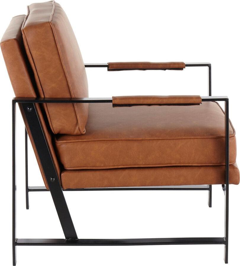 Lumisource Accent Chairs - Franklin Contemporary Arm Chair in Black Metal & Camel Faux Leather