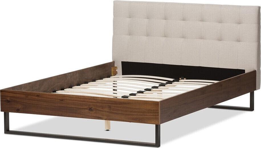 Wholesale Interiors Beds - Mitchell Queen Bed Beige & Dark Bronze