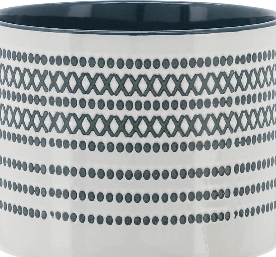 Sagebrook Home Planters - Ceremic Set Of 2 5/8" Planter On Standw/ Dots Blue