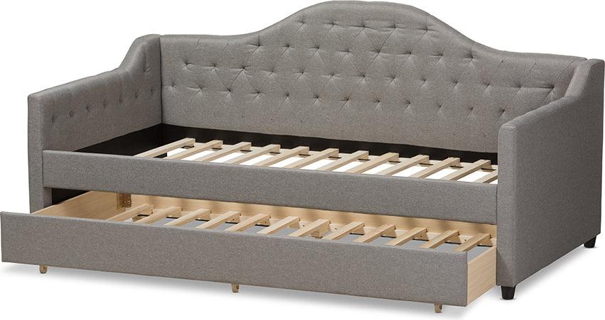 Wholesale Interiors Daybeds - Perry Modern and Contemporary Light Grey Fabric Daybed with Trundle
