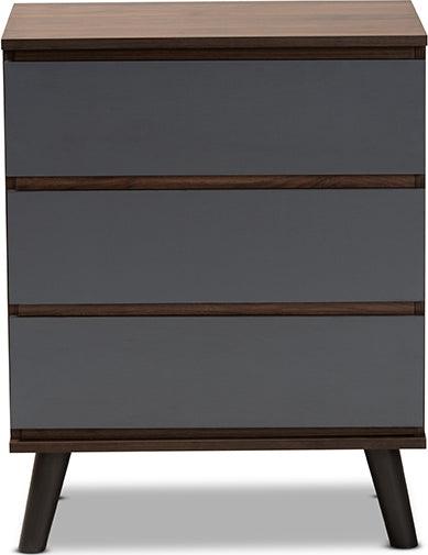 Wholesale Interiors Chest of Drawers - Roldan Two-Tone Walnut and Grey Finished Wood 3-Drawer Bedroom Chest