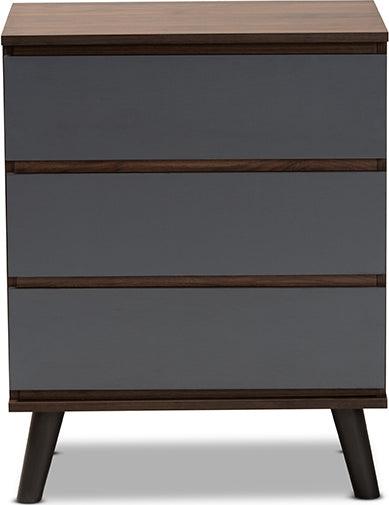 Wholesale Interiors Chest of Drawers - Roldan Two-Tone Walnut and Grey Finished Wood 3-Drawer Bedroom Chest